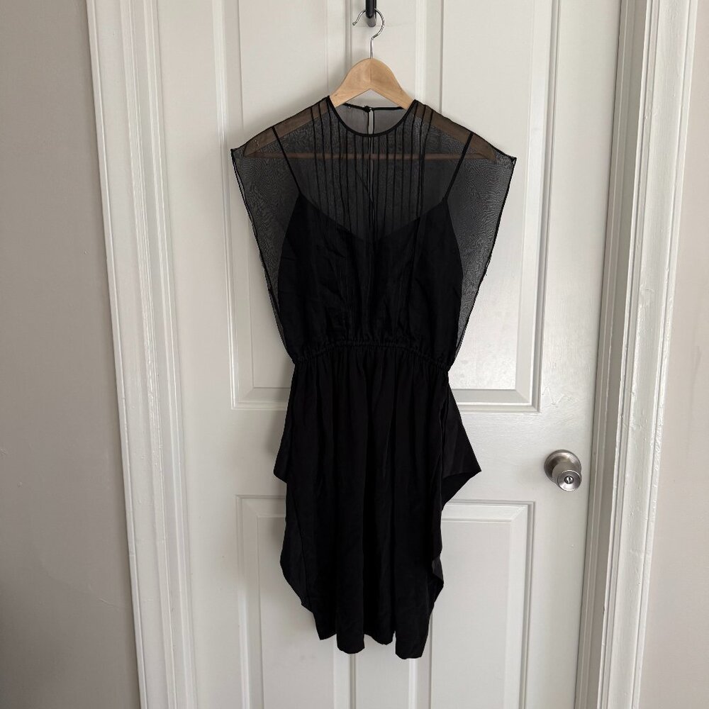Vintage Pierre Cardin Chiffon Silk Organza Black Dress, Size 4
